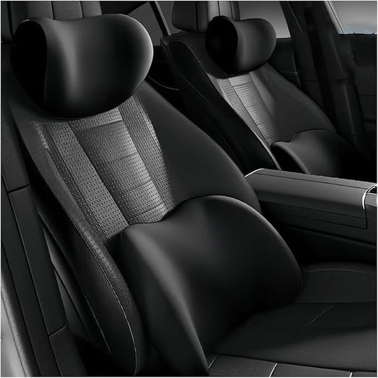 Car Lumbar Support Pillow and Car Neck Pillow Kit for Skoda Fabia 1999-2020 2021 2022 2023 2024 2025 2026, Car Seat Neck Back Rest Pillows, Ergonomic Car Seat Headrest & Lumbar Cushion