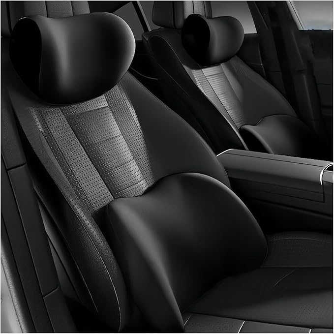 Car Lumbar Support Pillow and Car Neck Pillow Kit for Mazda MX-5 Miata 1989-2020 2021 2022 2023 2024 2025 2026, Car Seat Neck Back Rest Pillows, Ergonomic Car Seat Headrest & Lumbar Cushion