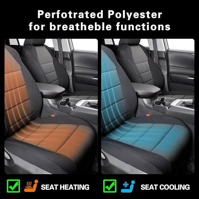 coverdream Rav4 Seat Covers Custom Fit for 2019-2024 2025 Toyota Rav4 LE,XLE,XLE Premium,Limited,Full Coverage Polyester Car Seat Protector(Full Set,Black & Gray)