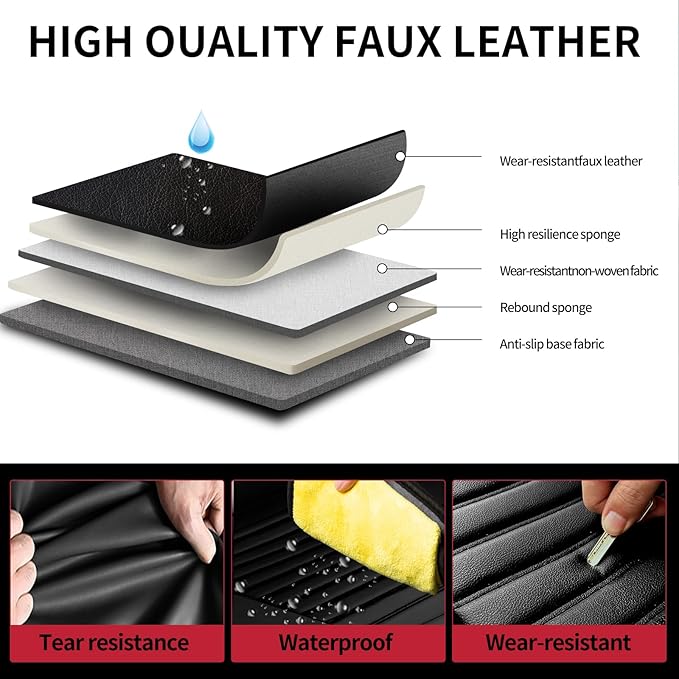 Fit 4Runner Car Seat Covers for Toyota 4Runner 2003-2024 2025 2026 - Upgraded Premium Waterproof & Breathable Leather, Airbag Compatible, All-Weather Seat Cushion Protector (2 Front/Black)