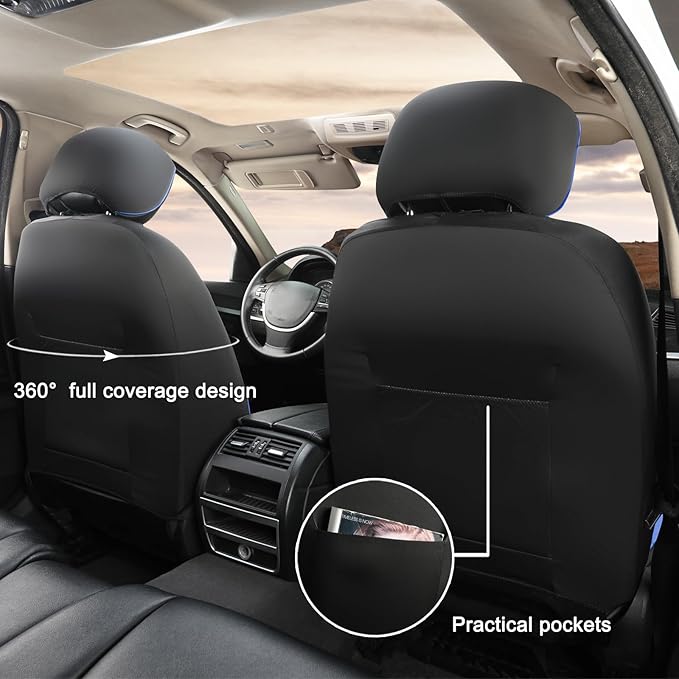 GIANT PANDA Front Seat Cover for Nissan, 3D Air Mesh Car Seat Covers Custom Fit Nissan Rogue Altima Sentra Versa Kicks Frontier Murano Pathfinder Maxima (Blue) 2-Pack