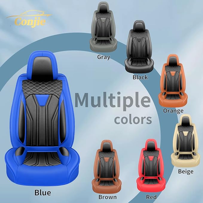 Fit Juke Car Seat Covers Compatible with Nissan Juke 2012-2015 2016 - Full Set Premium Leather， Waterproof Breathable， All-Weather Seat Cushion Protecto&Airbag Compatible （Blue & Black