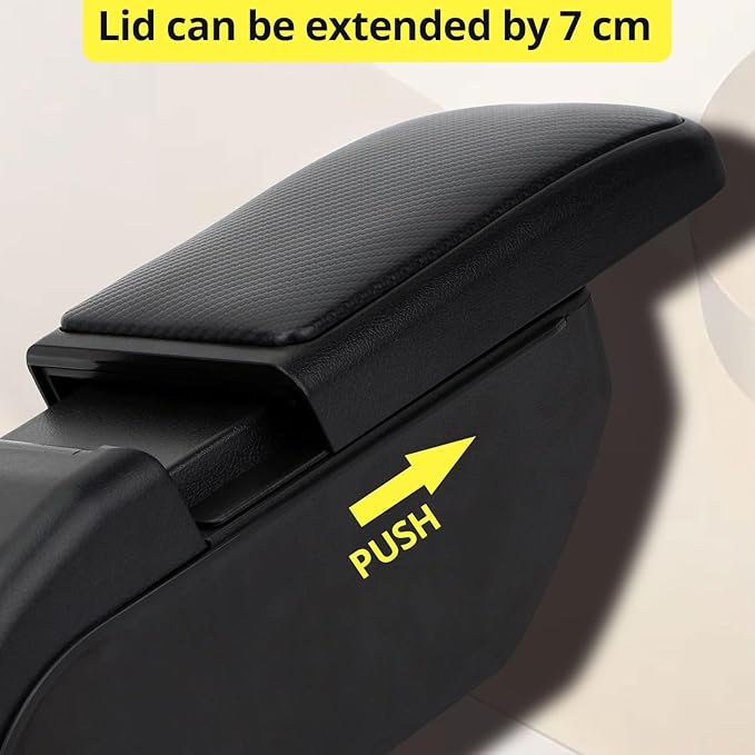 AULPHIKE Compatible with Nissan March Micra Armrest 2011-2016 Car Center Console Organizer Armrests Double Layer Storage with USB Ports（Carbon Fiber Style）