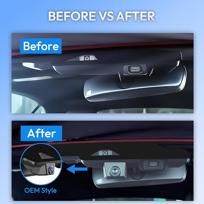 Front 4K & Rear 1080P Dash Cam for Ford Mustang 2024 2025 Ecoboost GT Premium Dark Horse, OEM-Style, UHD 2160P Image, Loop Recording, Built-in WiFi & APP, G-Sensor, Plug & Play, 128GB Card