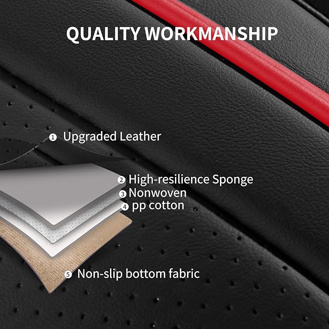 Nappa Leather Car Seat Covers Full Set, Car seat Protector 5 Seats, Waterproof Car Seat Cushion, Universal Automotive Seat Covers Fit for SUV Truck Pick-up Sedan, Front and Rear