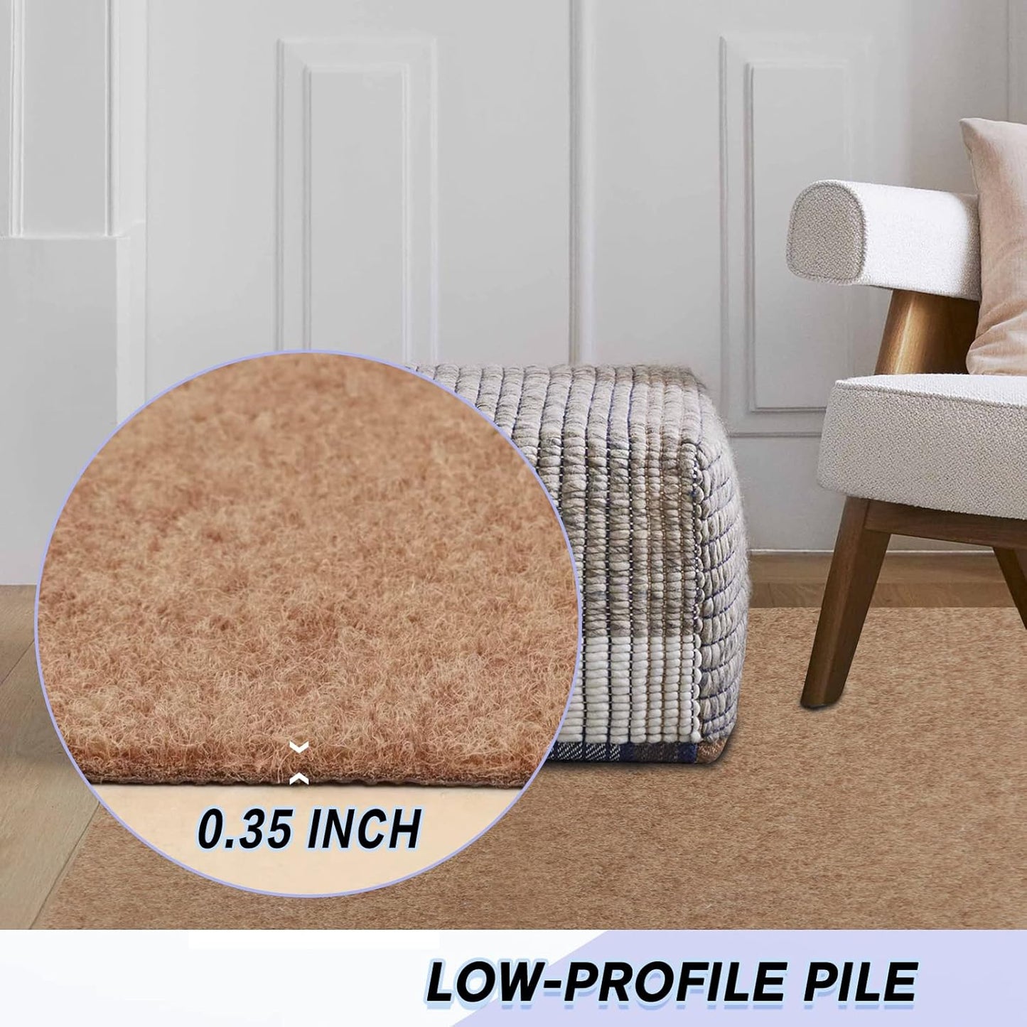 Custom Size Backed Non-Slip Area Rugs Runner, Easy Clean, Waterproof Runner Rugs for Hallway Entryway, Kitchen, Laundry, 4FT x 69FT, Beige