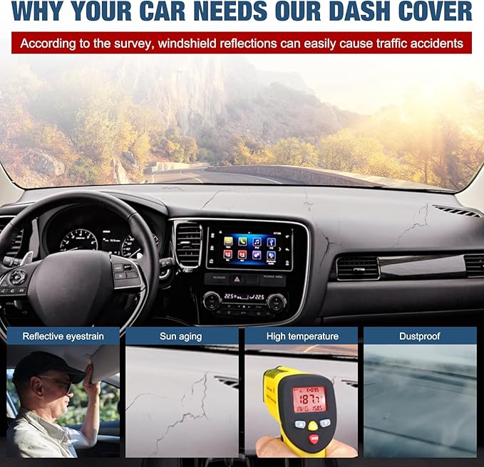 Dashboard Dash Cover Mat Carpet Compatible with 2011 2012 2013 2014 Hyundai Sonata