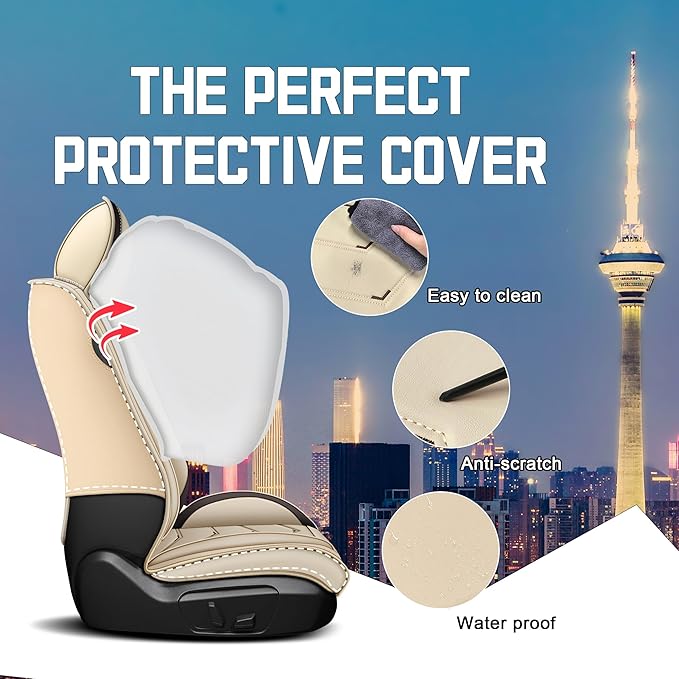 CTDS Car Seat Covers for Chevy Malibu 2000-2026, Stylish Sport Seat Cover, Premium Nappa Leather Car Seat Cover. Automobile Seat Covers Sets.(Standard 5 Seats/Beige)