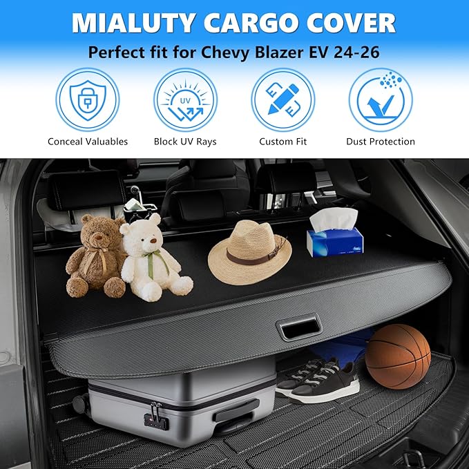 MIALUTY® Cargo Cover for 2024-2026 Chevrolet Blazer EV/Honda Prologue Retractable Trunk Cover Prologue/Blazer EV Accessories Anti-Peeping Privacy Screen,Trunk Luggage Shield Shade Carbon Fiber Texture