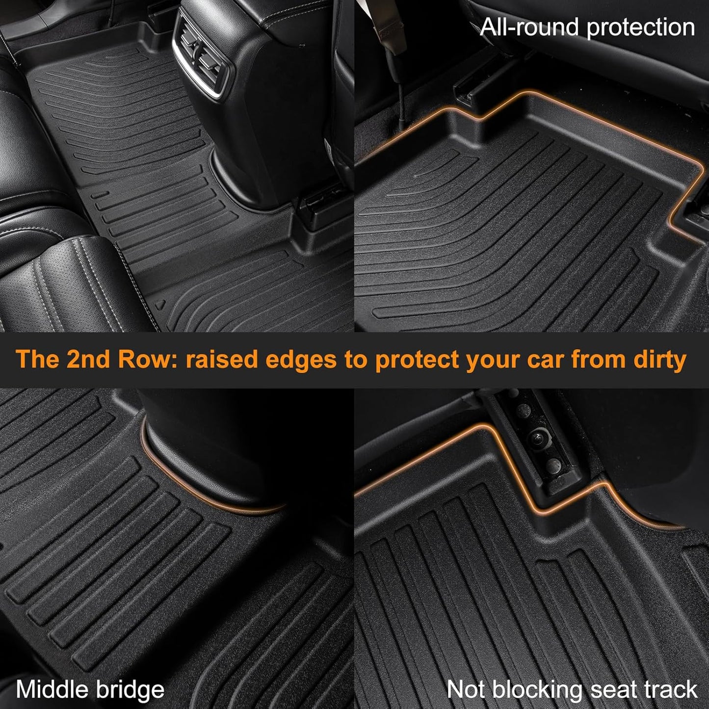 Binmotor-Floor Mats & Cargo Liner for Toyota 4Runner 2003-2009, TPE All Weather Car Mats for Toyota 4runner Accessories Rubber Liners Cargo Trunk Mat