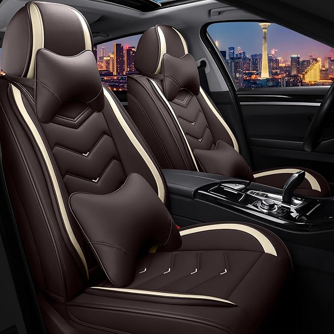 CTDS Car Seat Covers for Nissan Pathfinder 2000-2026, Stylish Sport Seat Cover, Premium Nappa Leather Car Seat Cover. Automobile Seat Covers Sets.(Luxury 2 Seats/Coffee Color)
