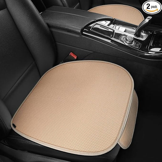 2pcs All-Season Car Seat Covers Khaki - Breathable Car Seat Protectors with Anti Slip Bottom - Durable Auto Seat Cushions Universal Fit for Vehicles Cars SUV Trucks Front Seats