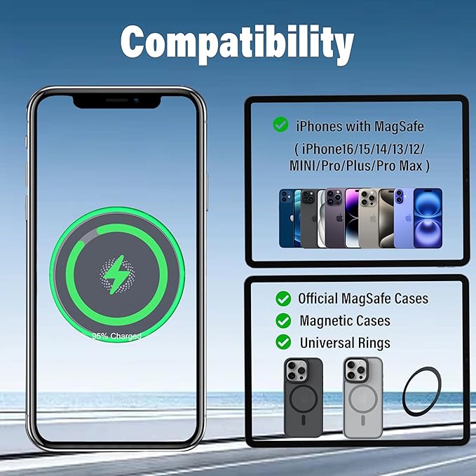 Wireless Charger Car Phone Holder for 2023 2024 2025 Land Rover Range Rover/Sport Accessories Apply to 13.1 Inch Screen Fixed Clip, 360° Rotation Cell Phone Mount with Magsafe