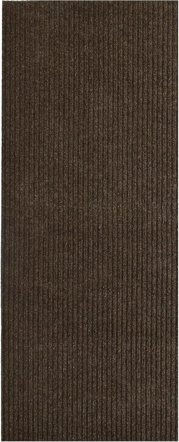 iCustomRug Spartan Weather Warrior Duty Indoor/Outdoor Utility Ribbed in 3ft,4ft,6ft Widths 70 Custom Sizes with Natural Non-Slip Rubber Backing 4'X32' in Brown