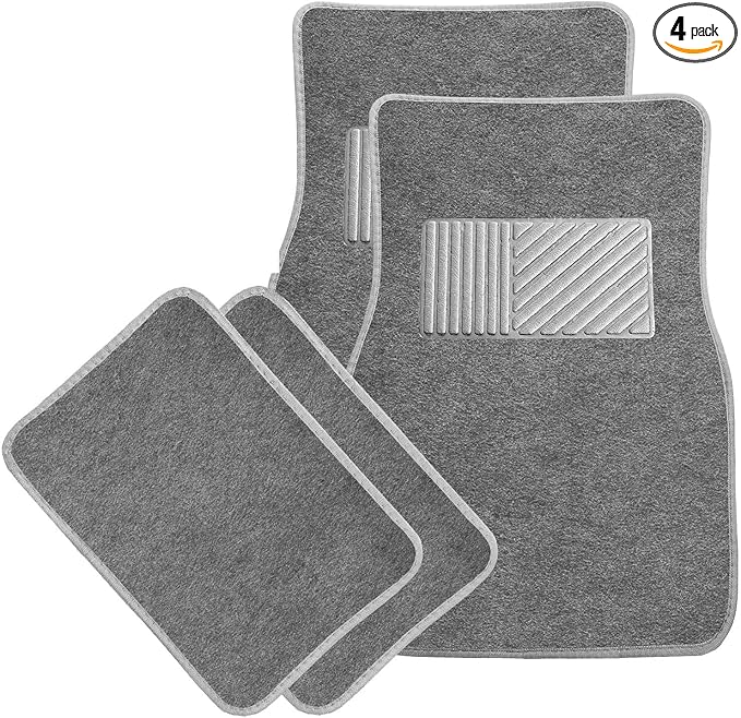 Sun Walker 4 PCS Car Floor Mats, Waterproof Anti-Slip Front & Rear Car Carpets with Driver Heel Pad, All Weather Floor Protective Pads Universal for SUVs Trucks Sedans Vans (Gray)
