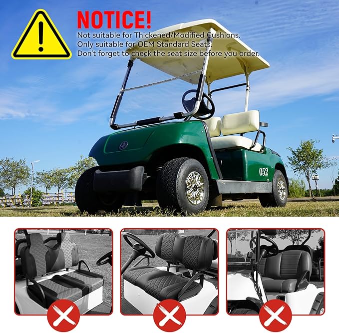 Golf Cart Front and Rear Seat Covers for Yamaha G2 G8 G9 G11 G14 G16 G19 G20 G21 G22, Durable Polyester Fabric Yamaha G22 Seat Covers, Breathable Washable