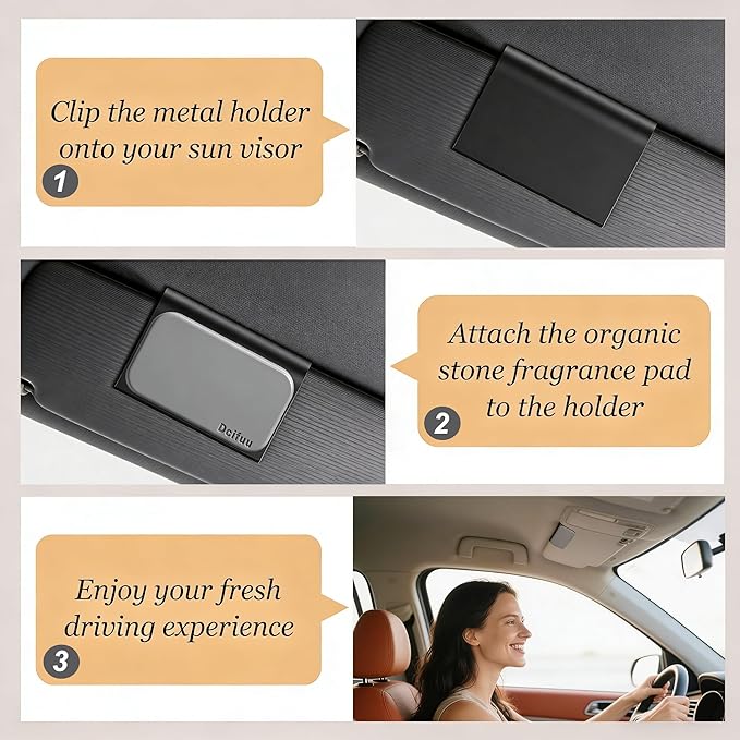 Car Air Freshener - Stone Air Freshener - Car Odor Eliminator - Long Lasting Scent - Car Scent - VISOR CLIP INCLUDED (Candied Apple)