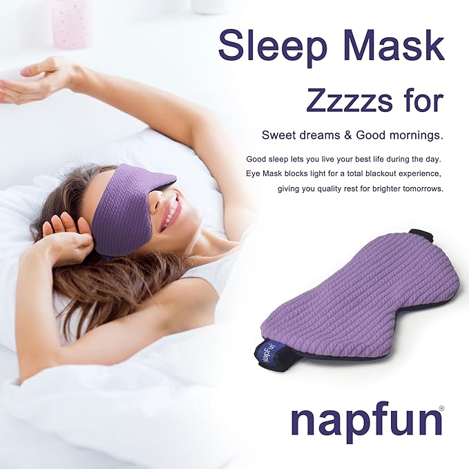 napfun Neck Pillow for Traveling, Upgraded Travel Neck Pillow for Airplane 100% Pure Memory Foam Travel Pillow for Flight Headrest Sleep, Portable Plane Accessories, Light Purple Striped Kit