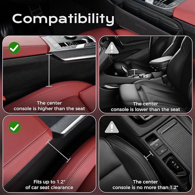 Coverado Universal Car Seat Gap Filler Organizer, Premium Suede Leather Car Seat Side Gap Filler, Seat Gap Storage Box for Suv Truck, Car Interior Accessories
