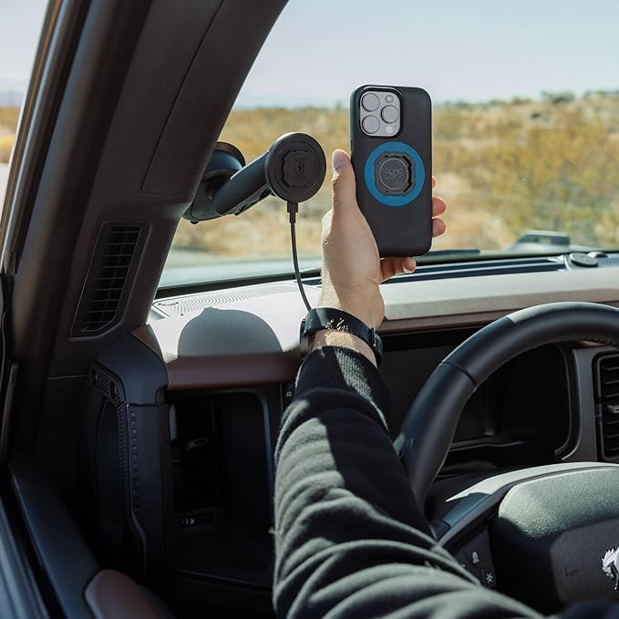 Quad Lock Heavy Duty Suction Car Phone Mount with MAG Phone Case and MAG Wireless Charging Head for iPhone 12 Pro Max