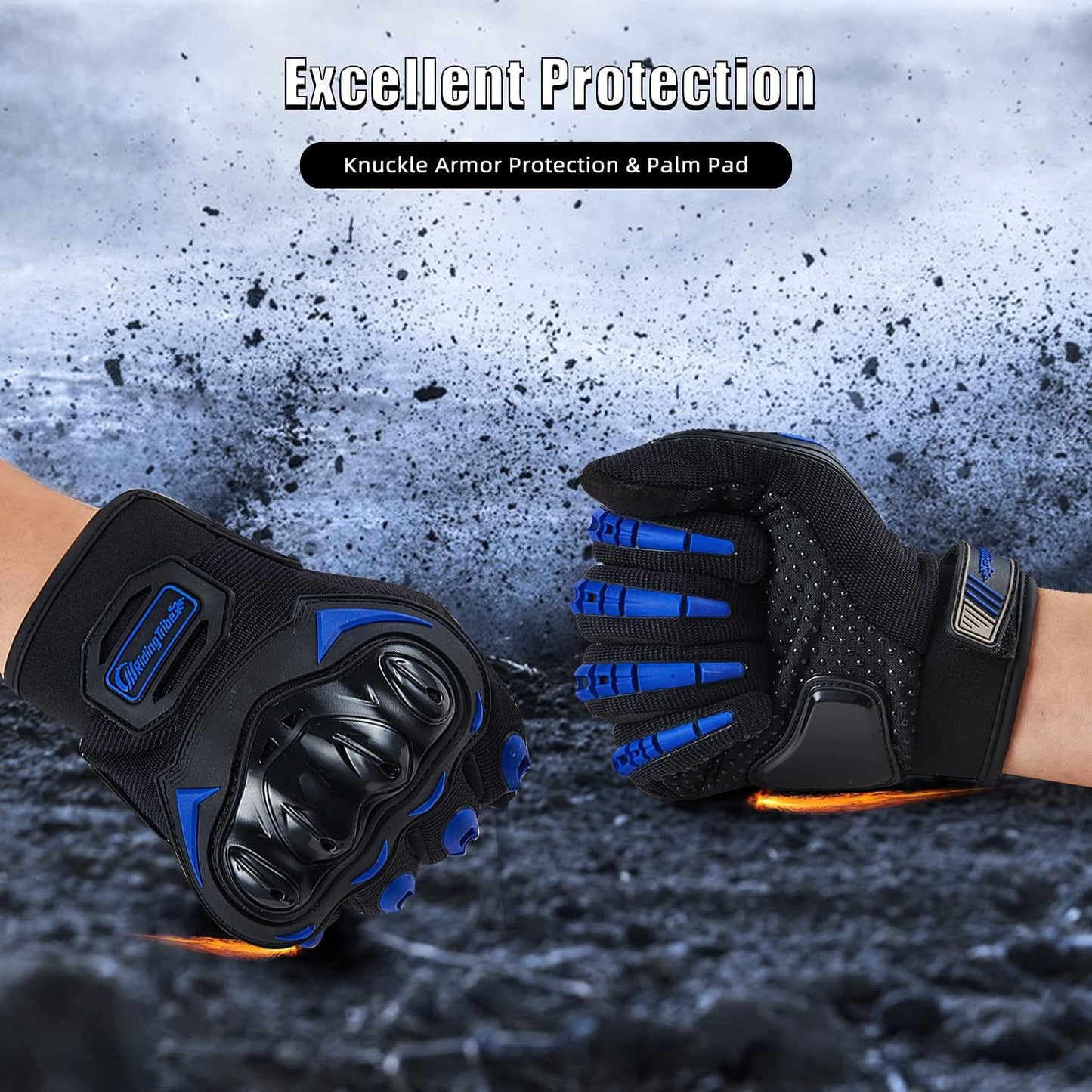Motorcycle Gloves for Men and Women Full Finger Touchscreen Mountain Dirt Bike Gloves for Powersports BMX ATV MTB Driving Motocross Cycling Gloves(XXL, Blue)