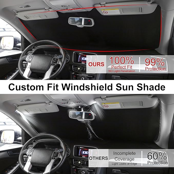 Windshield Sun Shade Custom Fit for 2016-2020 Kia Optima (Not for 2021 KIA K5) Accessories Foldable Sunshade Sun Blocker Protect Car from Sun Rays & Heat Damage Keep Car Cooler