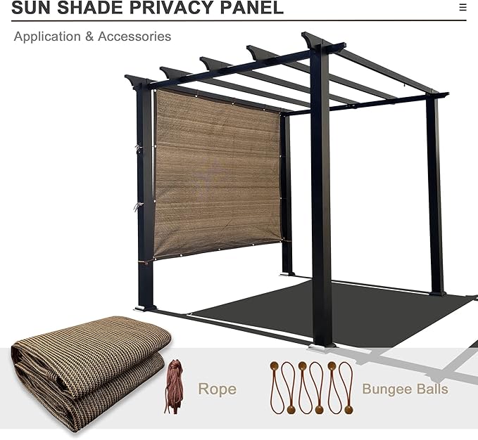 Sun Shade Privacy Panel with Grommets on 4 Sides for Patio, Awning, Window Cover, Pergola or Gazebo (Mocha Brown, 8' x 5')