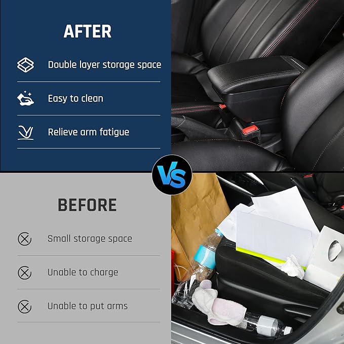 YJYWZH Armrest Box for Nissan Almera Versa 2012-2019 Car Center Storage Box Organizer Interior Hand Centre Consoles with Cup Holder Arm Rest Double-Layer Accessories Black
