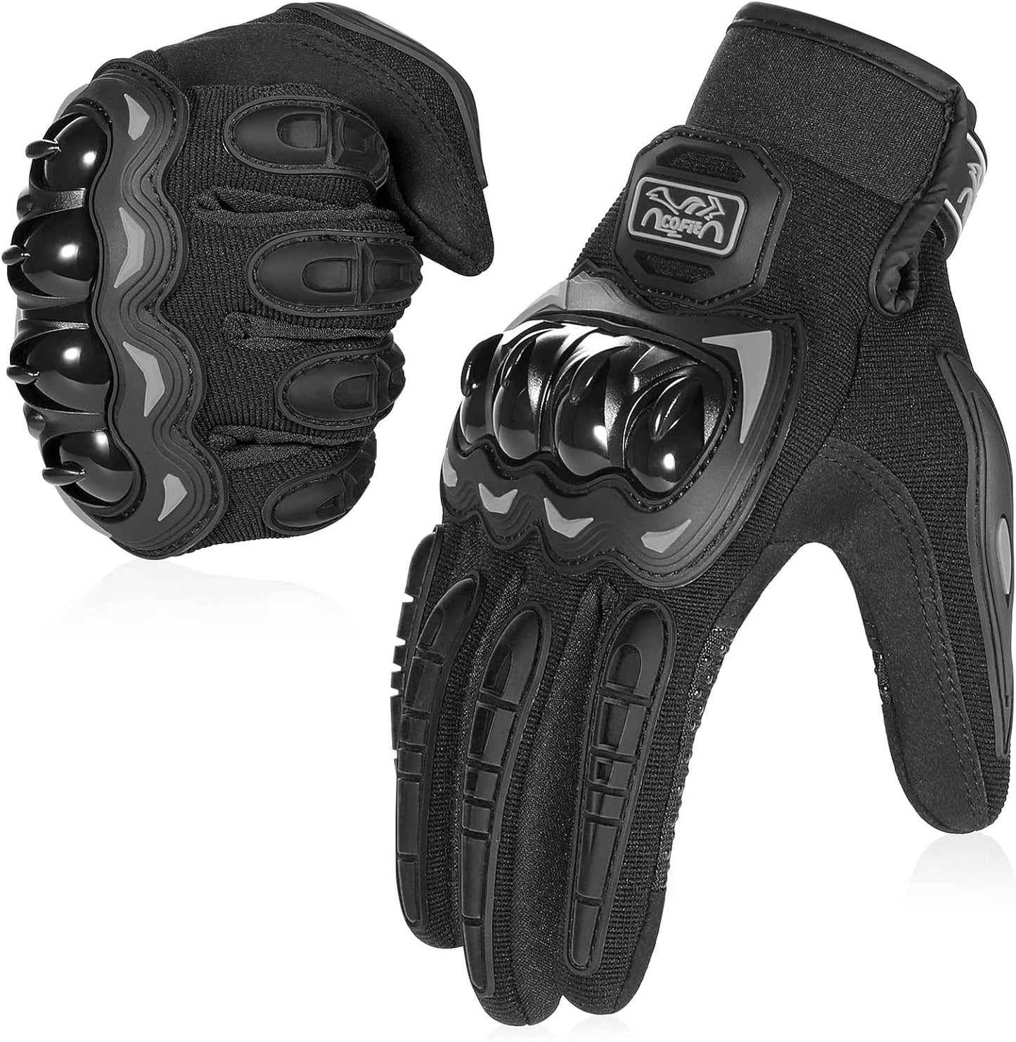 COFIT Motorcycle Gloves Breathable, Touchscreen Motorbike Gloves Anti-Slip with Good Grip Hard Knuckles Protection for Men Women Motocross, BMX ATV MTB Cycling, Road Racing - Black XXXL