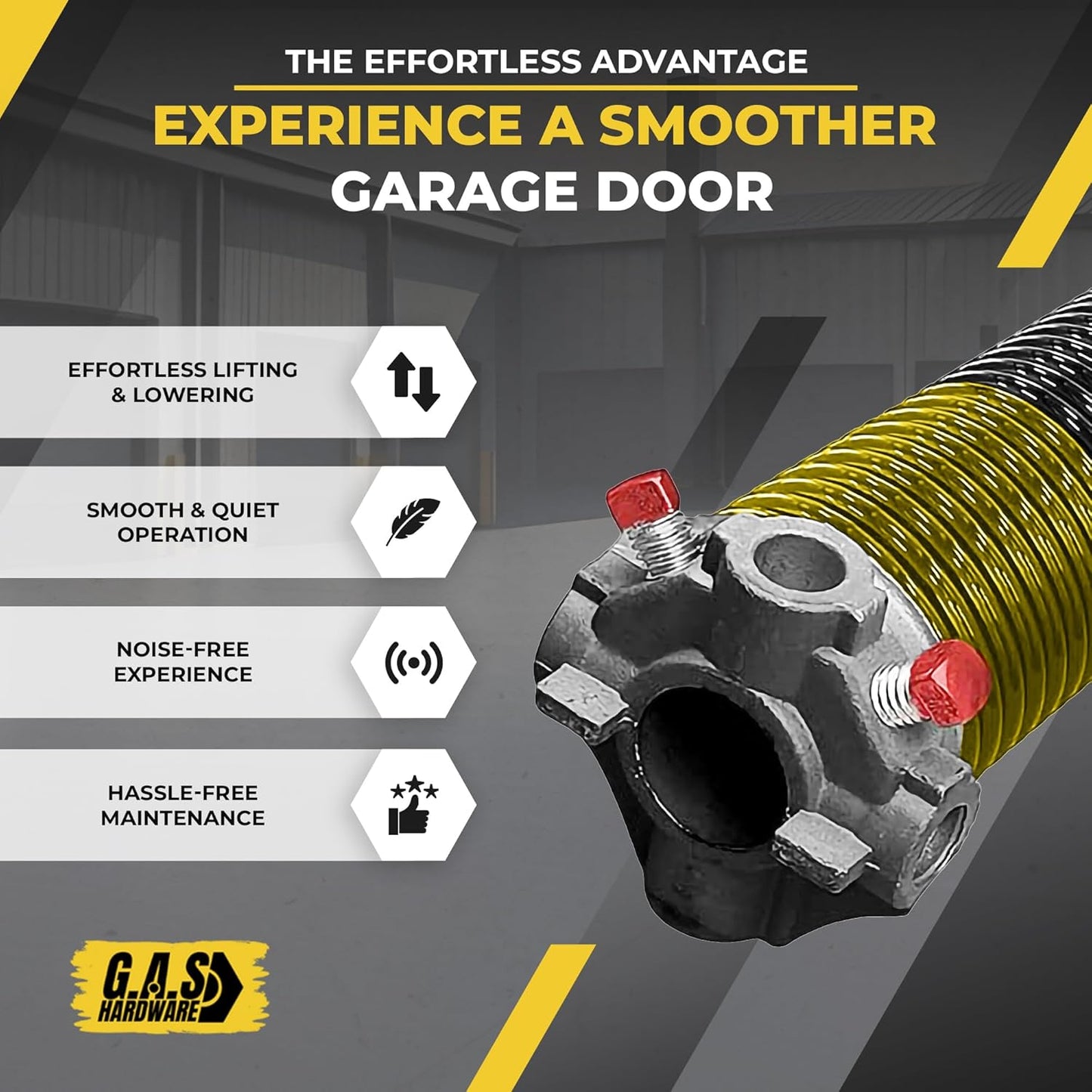 Garage Door Torsion Spring 250x1.75x35 Includes 1” Steel Bearing, Gloves, Manual, and Winding Bars for Right Side of Garage Door Precision E-Coating 5-Year Warranty Min. 30,000 Cycles (Black Cone)