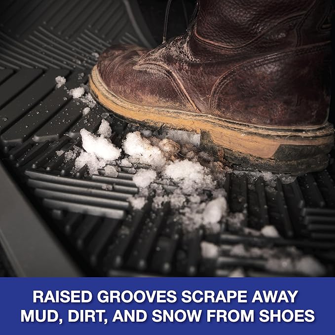 ClimaTex Heavy Duty Car, Truck, Van, and SUV Automobile Floor Mats for Floor Protection, Weatherproof Deep Channel No-Slip Front and Back Seat Floor Mats, 4 Piece Set, Gray