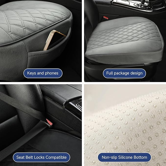 West Llama Front Car Seat Cover Protector, Comfortable Velvet Bottom Seat Cover Fits 95% of Vehicles,Cars,SUVs,Sedans,21.26 × 20.86 Inch(1PC-Gray)