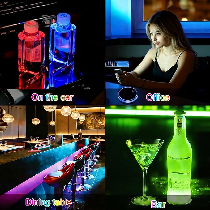 Dragonfly LED Cup Holder Lights for Car,2Pcs LED Light Up Cup Holder Coasters with USB Charging 7 Colors 3 Modes,Waterproof Interior Atmosphere Lamp,Car Decor Accessories Dragonfly Gifts for Women Men