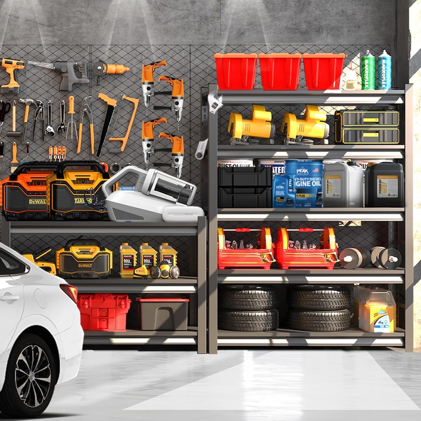 Metal Garage Shelving Unit, Heavy Duty 5-Tier Adjustable Storage Rack, Steel Shelving,2000 lbs Capacity, Industrial Shelves for Heavy Tools and Equipment (5-Tier 78" H x 36" W x 14" D)