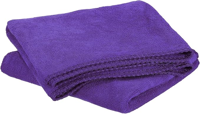 HARFINGTON 2 Pack Microfiber Cleaning Cloth, 20" x 10" Multi-Functional Cleaning Towels Reusable Absorbent Rags for Car Wash Kitchen Household Window Clean, Purple