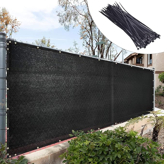 Royal Shade Custom Size 5' x 88' Black Fence Privacy Screen Windscreen Cover Netting Mesh Fabric Cloth - Cable Zip Ties Included (We Make Custom Size)