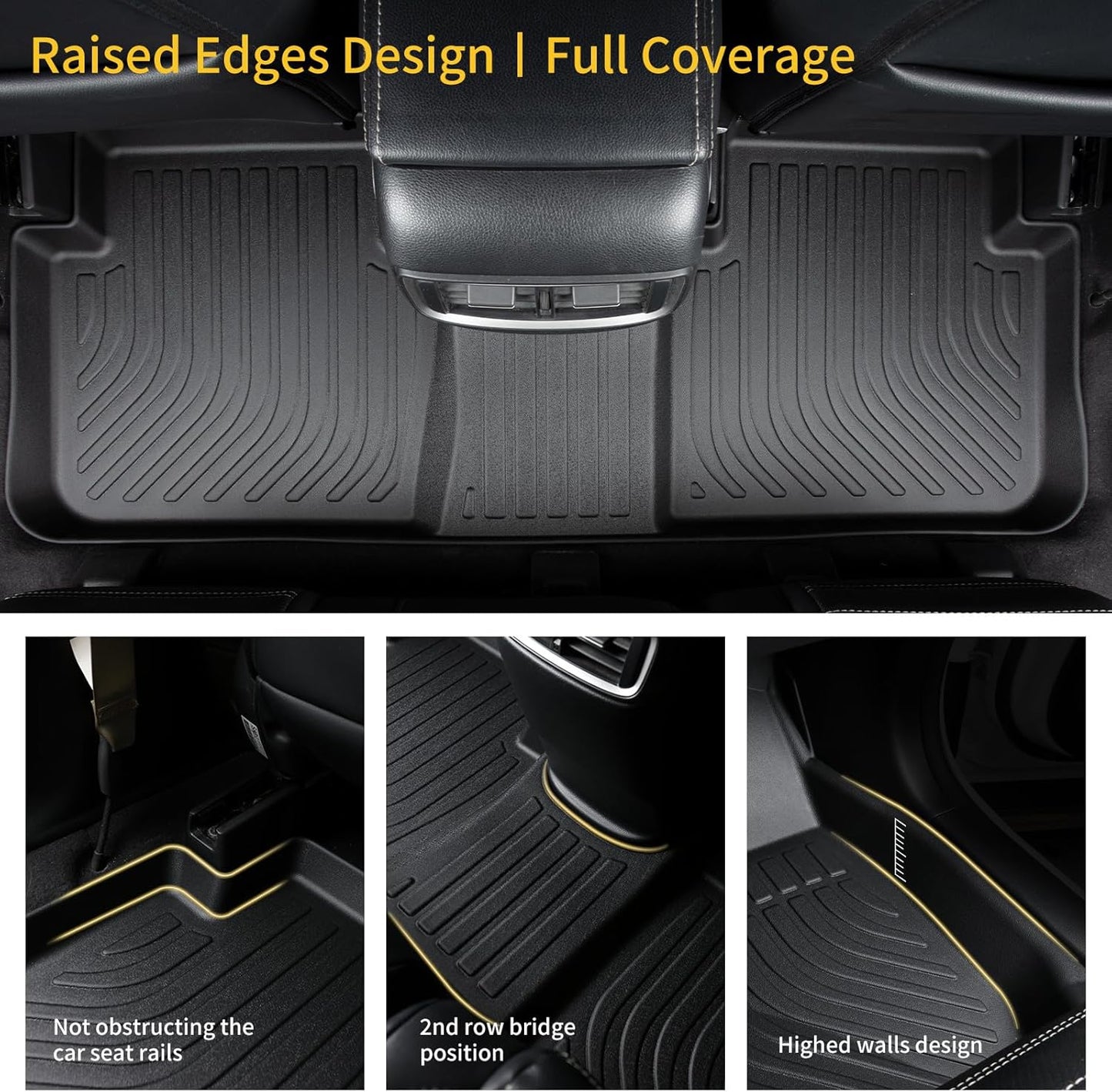 GINOWY- Floor Mats for Mazda 6 2014-2021, TPE All Weather Protection Car Mats for Mazda 6 2021, Non-Slip Floor Liners Waterproof Heavy Duty Automotive Accessories Black