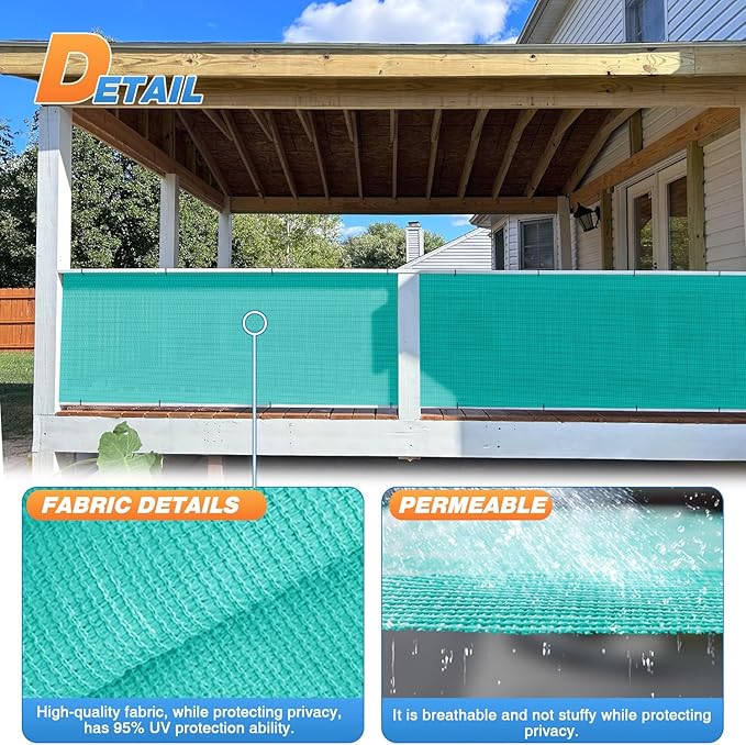 TANG Sun Shade Fabric Roll 8'x150' Shade Cloth for Garden Turquoise Green HDPE Mesh Shading Pergola Cover Replacement Canopy, 95% Blockage Sunshades for Outdoor Patio Backyard Plant