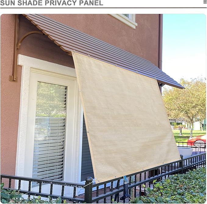 Sun Shade Privacy Panel with Grommets on 4 Sides for Patio, Awning, Window Cover, Pergola or Gazebo (Banha Beige, 10' x 8')