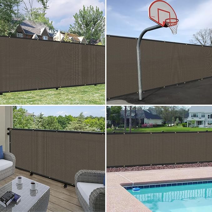 Windscreen4less Privacy Fence Screen Heavy Duty Windscreen Fencing Mesh Fabric Shade Net Cover with Brass Grommtes for Outdoor Wall Garden Yard Pool Deck, 8'x24' Brown