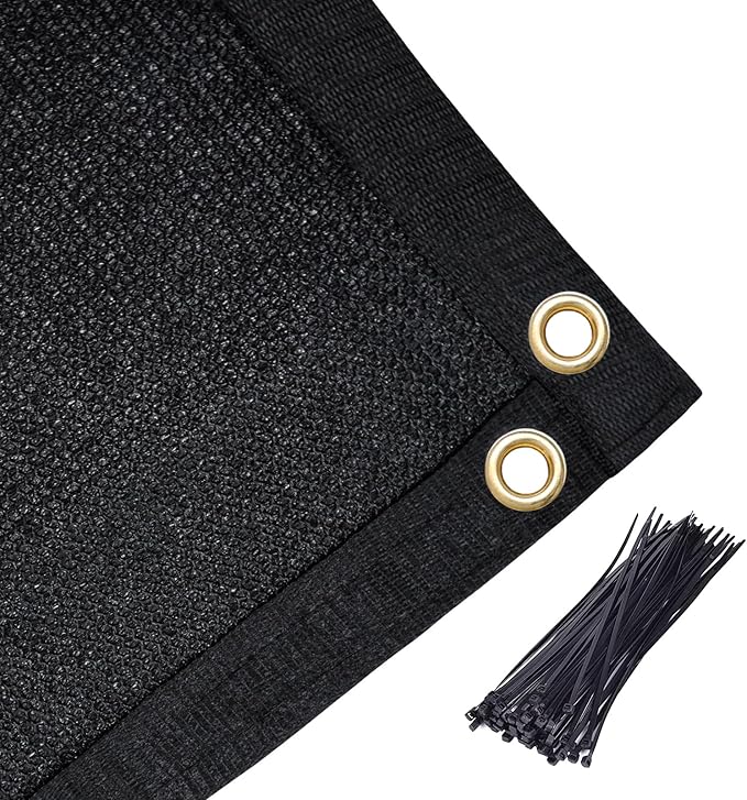 Amagenix 90% Shade Fabric 5'X 11' Black Sun Shade Cloth with Grommets for Pergola Replacement Shade Cover Canopy, Heavy Duty, Cable Zip Ties Included (We Customized)