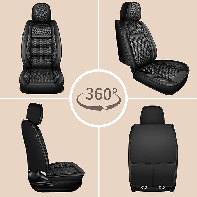 TTX LIGHTING for VW Passat 1999-2022 Car Seat Covers, Breathable Ice Silk & Leather Seat Protector, Cool & Anti-Sweat for Long Driving, Airbag Compatible, 2 Front Seats (Black)