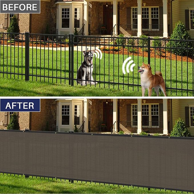 Windscreen4less Privacy Fence Screen Heavy Duty Windscreen Fencing Mesh Fabric Shade Net Cover with Brass Grommtes for Outdoor Wall Garden Yard Pool Deck, 8'x193' Brown
