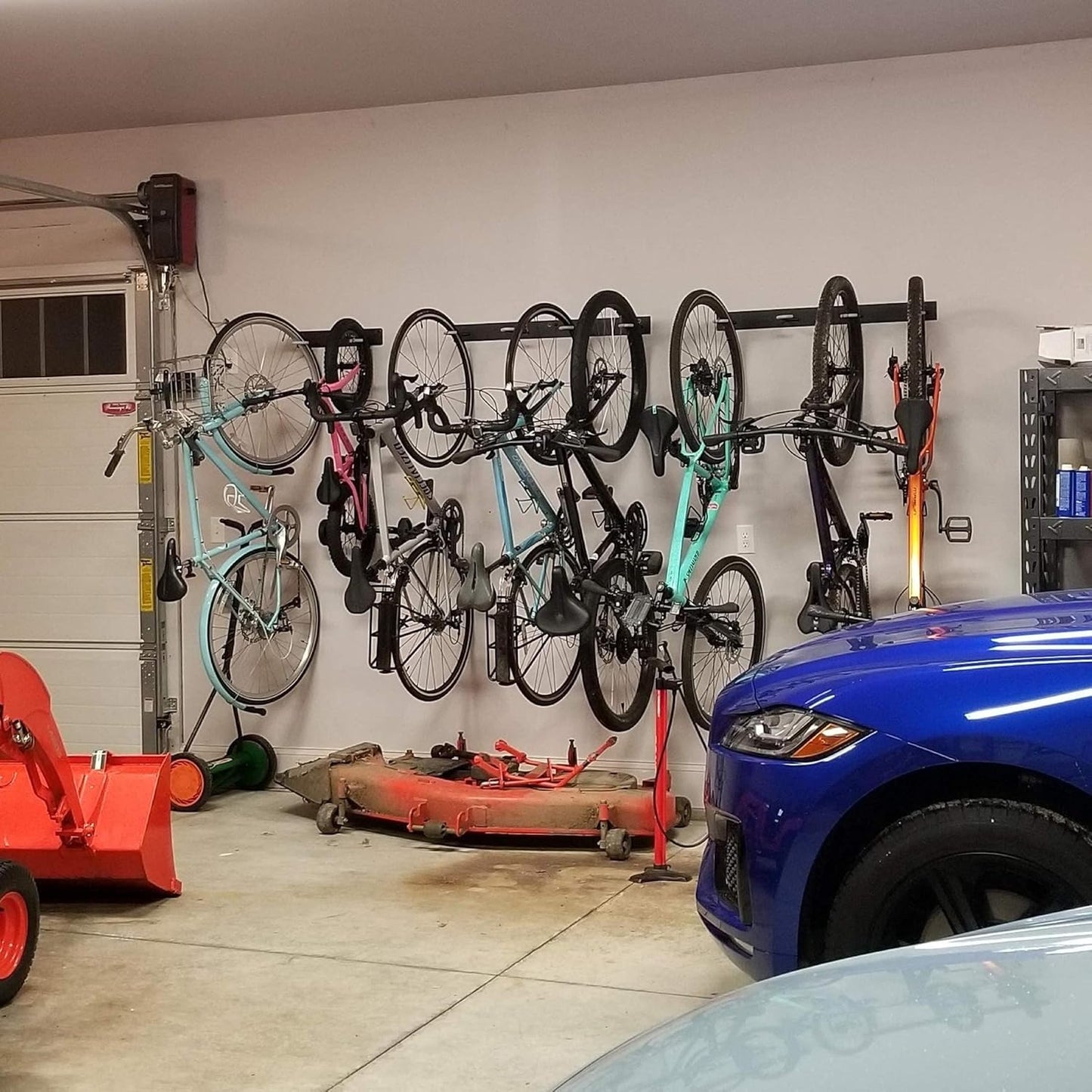 4 Bike Rack for Garage - Solid Steel Extra Heavy Duty BLAT Bike Rack - Garage Wall Mounted Bicycle Storage