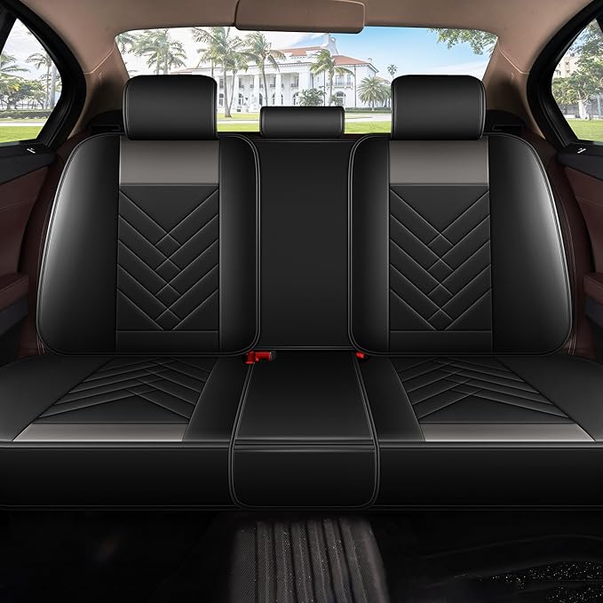 AOMSAZTO Car Seat Cover for Chevrolet Chevy Trax 2024 2025 2026 Full Set, Leather Car Seat Protector Waterproof, Non Slip Car Seat Cushion, Interior Seat Covers Automotive Accessories - Black&Grey