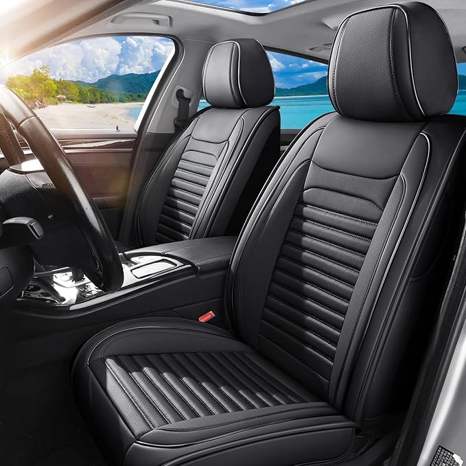 Front Seat Covers Fit for Toyota Camry 2001-2026, Car Seat Covers Front Seats, Breathable Faux Leather Automotive Seat Covers Front Pair Anti-Slip Seat Cover(Black, Front)
