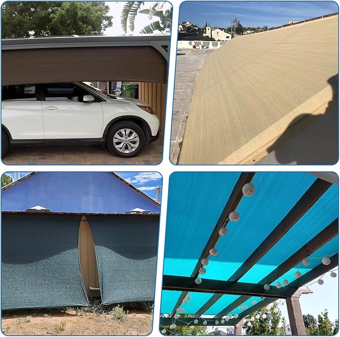 TANG Sun Shade Fabric Roll 8'x98' Shade Cloth for Garden Beige HDPE Mesh Shading Pergola Cover Replacement Canopy, 95% Blockage Sunshades for Outdoor Patio Backyard Plant