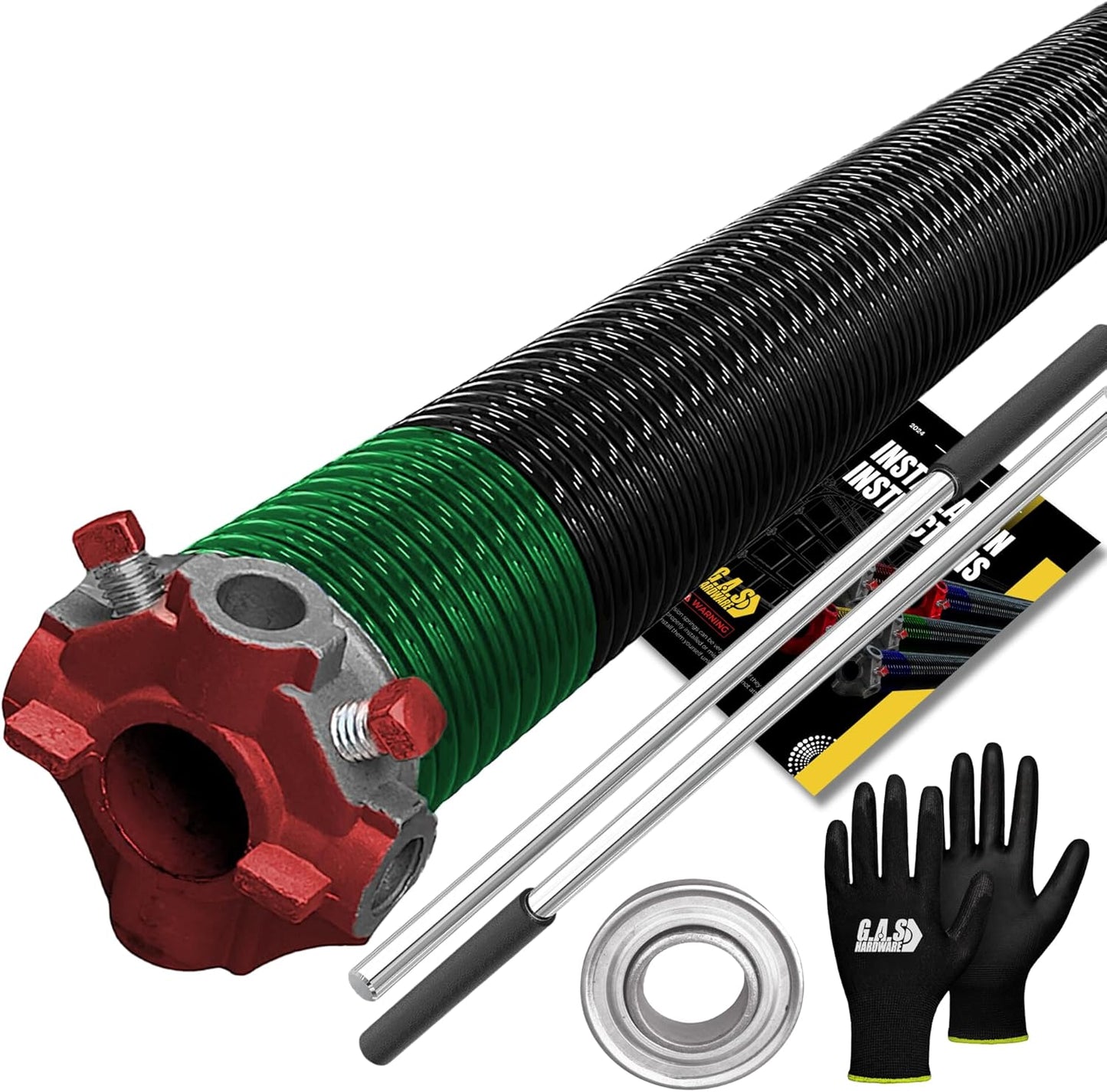 Garage Door Torsion Spring 243x2x30 Torsion Springs for Garage Door Repair Right Hand Wound Replacement for Left Side of Garage Door with 1" Steel Bearing, Gloves, Manual and Winding Bars (Red Cone)