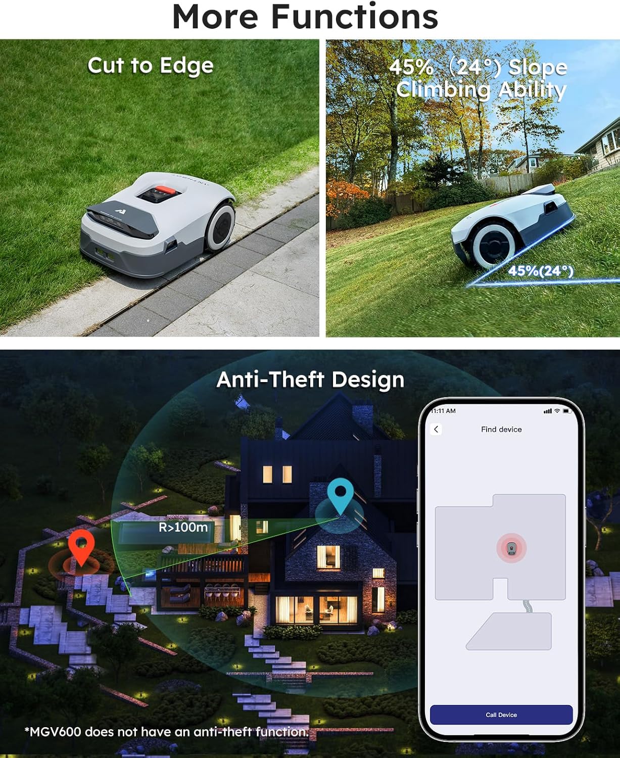 Robot Lawn Mower NO Wire - 0.5 Acre, Full Band RTK+4-Eye Vision Robotic Lawnmower, Automatic Mapping, 20 Multi-Zone Management, Accurate Obstacle Avoidance, Intelligent Anti-Theft, APP Control