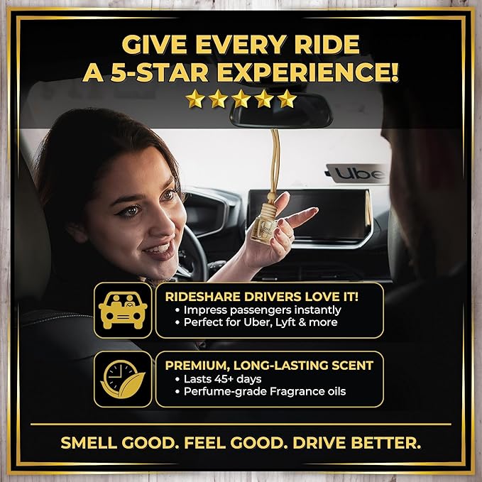 Urban Naturals Car Air Freshener Smoky Bourbon Scent Diffuser, Long Lasting Car Fresheners Made in USA, Odor Eliminating Technology, Hanging Auto Accessories + Vent Clip (1 Pack)
